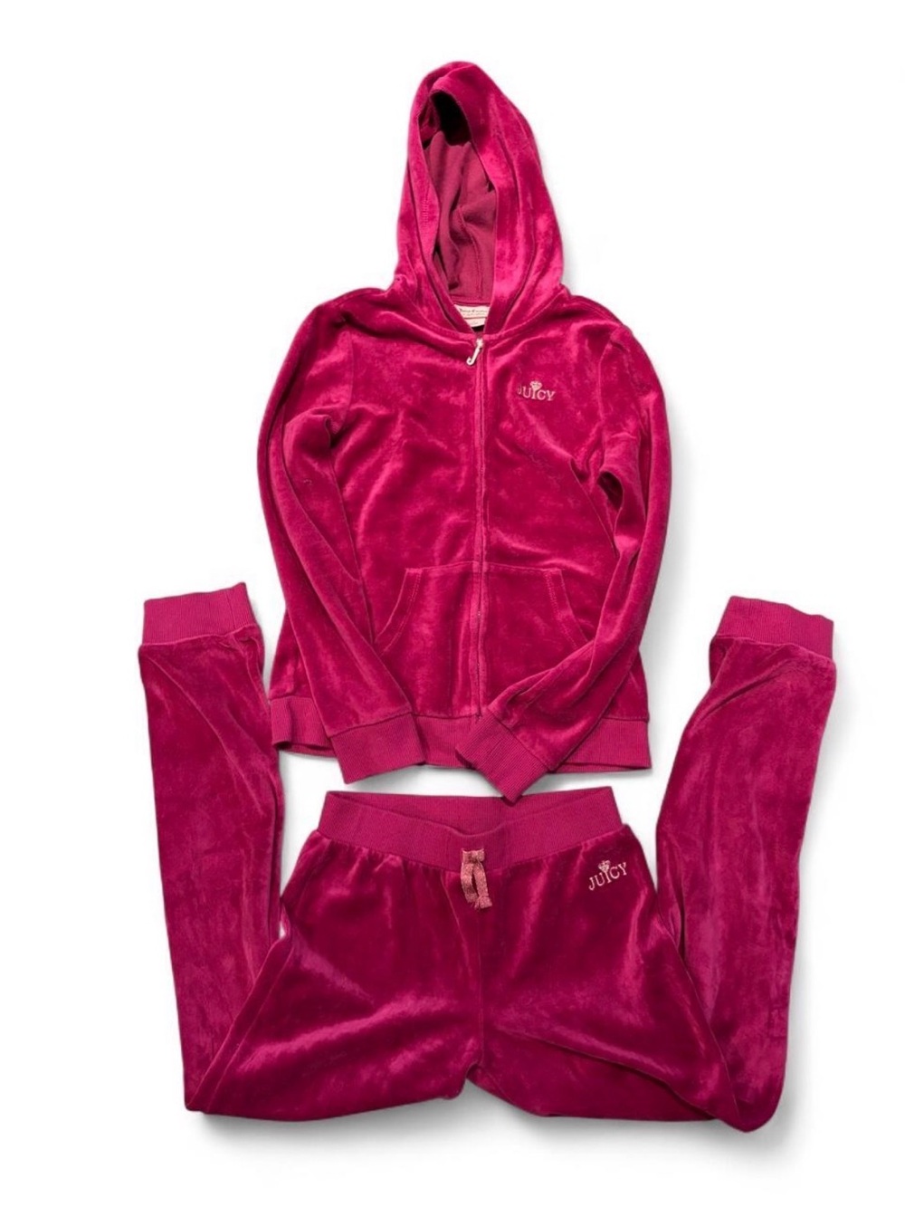 Juicy Couture Y2K Pink Velour Tracksuit Set Girls 12